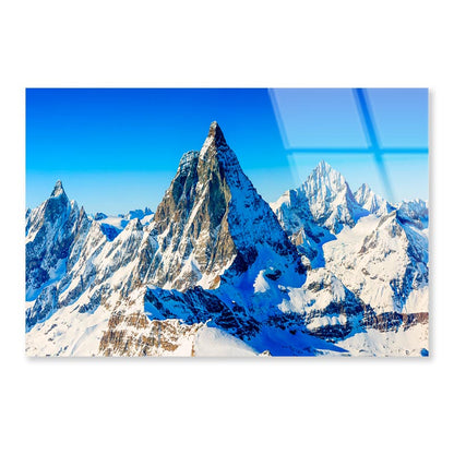 Snow With Mountain View Acrylic Glass Print Tempered Glass Wall Art 100% Made in Australia Ready to Hang