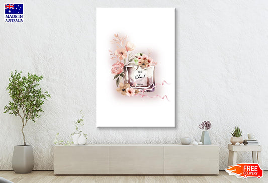 Perfume With Rose-Gold Flowers Wall Art Limited Edition High Quality Print