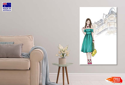 Green Girl with Elegant Fashion Store Print 100% Australian Made