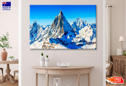 Mountain Tops, Alpine Mountains, Ski Resort View  Wall Art Decor 100% Australian Made