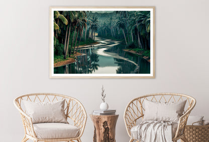 Tropical Forest with Trees, Lake Home Decor Premium Quality Poster Print Choose Your Sizes