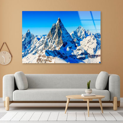 Snow With Mountain View Acrylic Glass Print Tempered Glass Wall Art 100% Made in Australia Ready to Hang