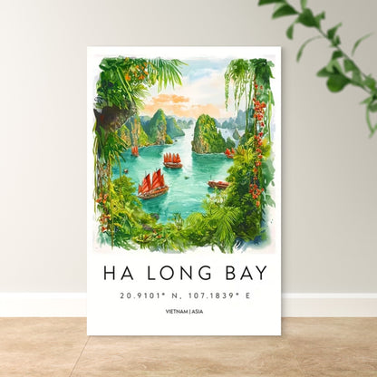 Ha Long Bay Vietnam Asia Landscape Travel Poster Print Wall Art
