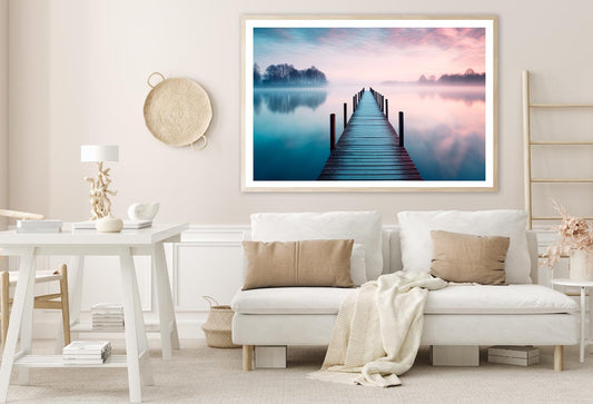 Lakeside View Featuring a Wooden Pier Home Decor Premium Quality Poster Print Choose Your Sizes