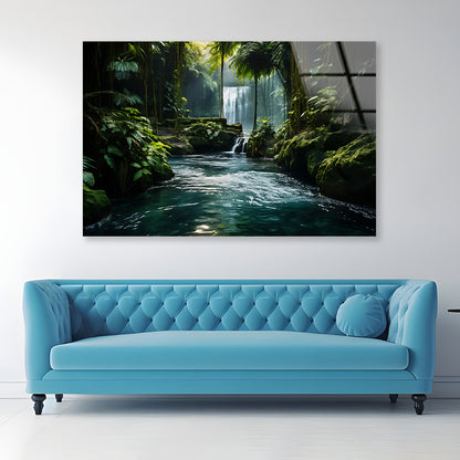 Waterfall in the Forest View Acrylic Glass Print Tempered Glass Wall Art 100% Made in Australia Ready to Hang