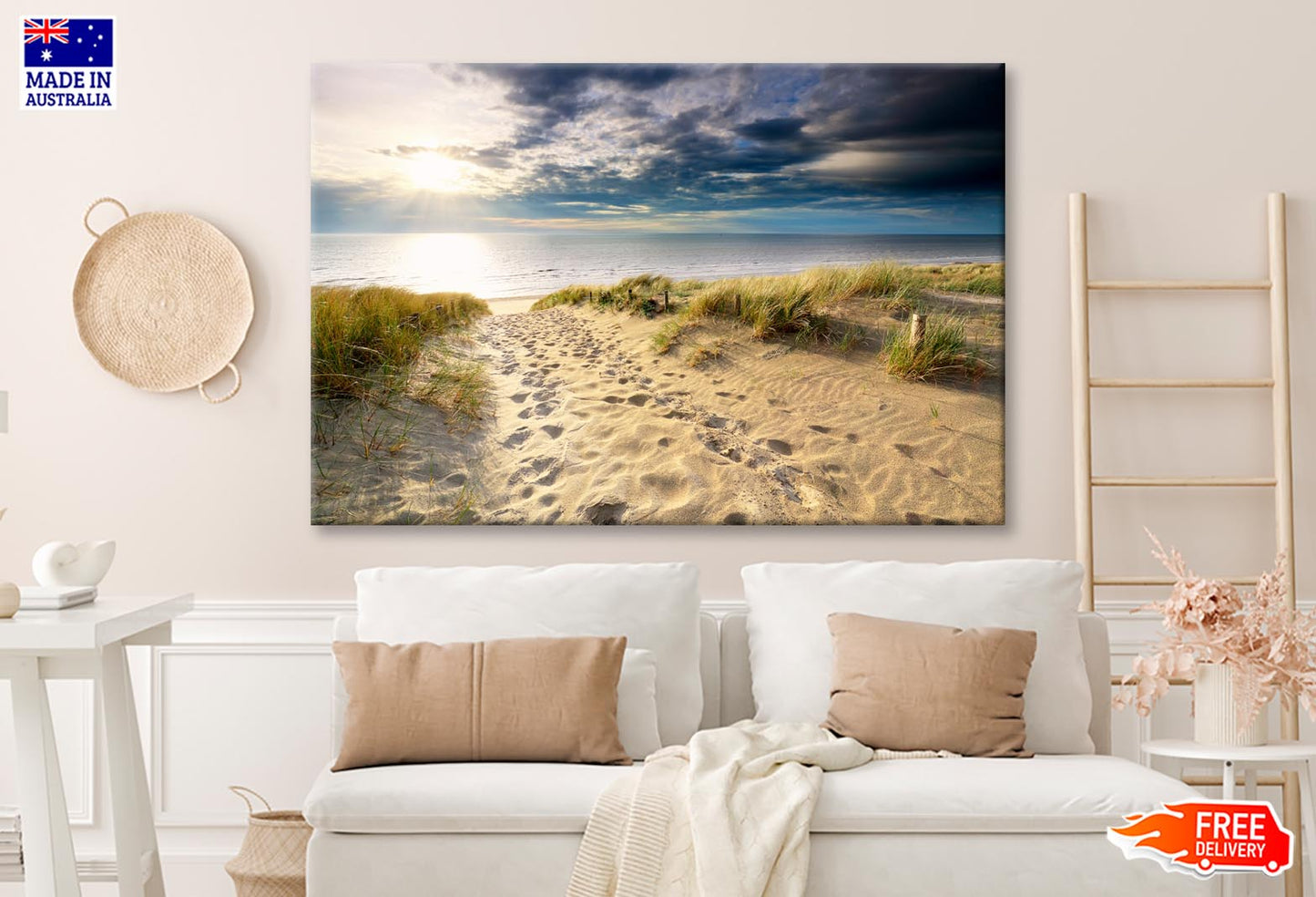 Sand Path to North Sea Beach in Sunshine, Holland Wall Art Decor 100% Australian Made