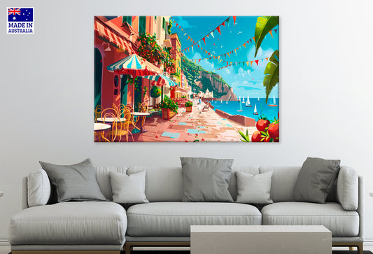 Painting Beach Scene with View Sea Beach Wall Art Decor 100% Australian Made