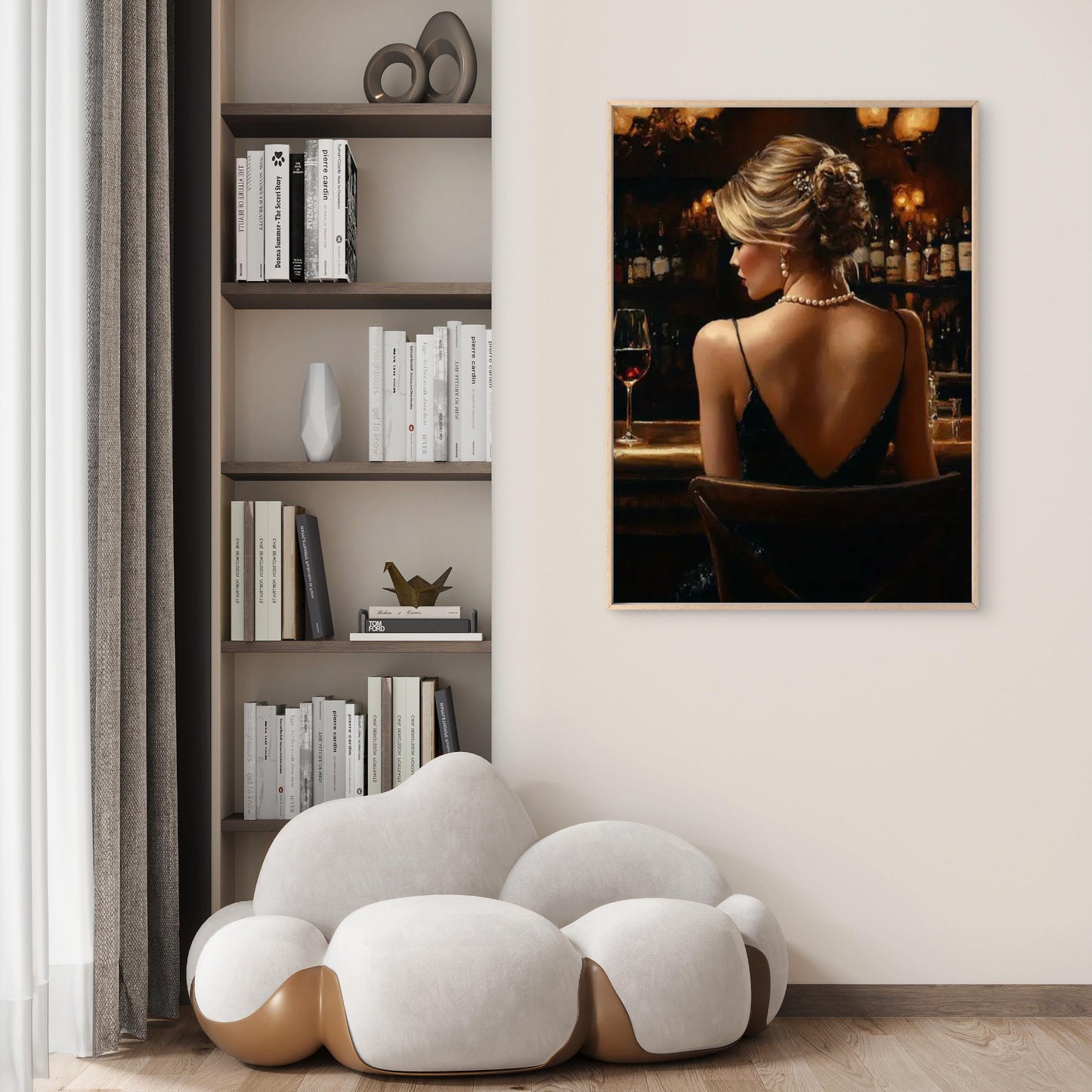 Stylish Woman at Bar with Wine Glass Fashion Home Decor Premium Quality Poster Print Choose Your Sizes