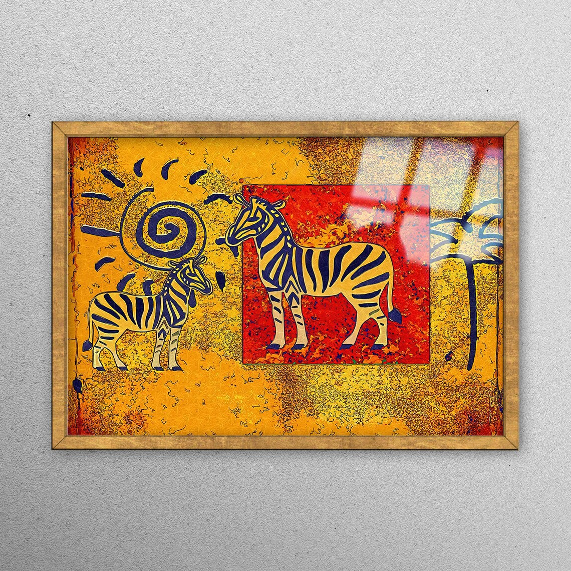 African Sun Drawing Acrylic Glass Print Tempered Glass Wall Art 100% Made in Australia Ready to Hang