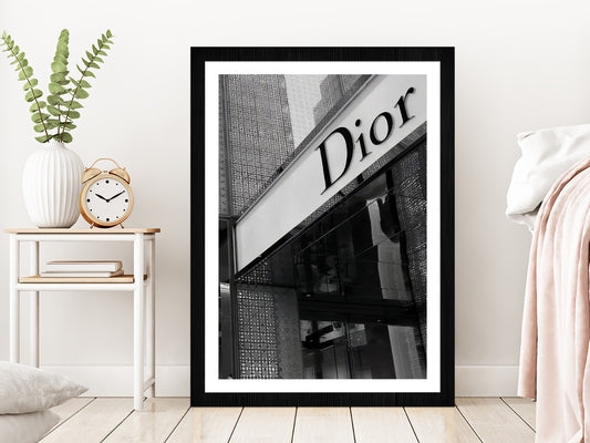 B&W Fashion Store Front Photograph Glass Framed Wall Art, Ready to Hang Quality Print With White Border Black