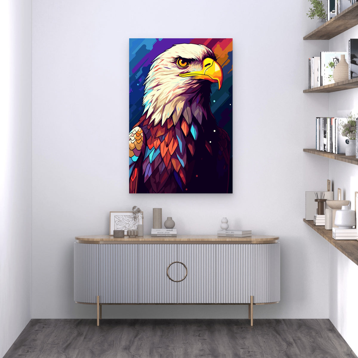 Majestic Rainbow Bald Eagle Animal 60x90cm Metal Print Ready to Hang
