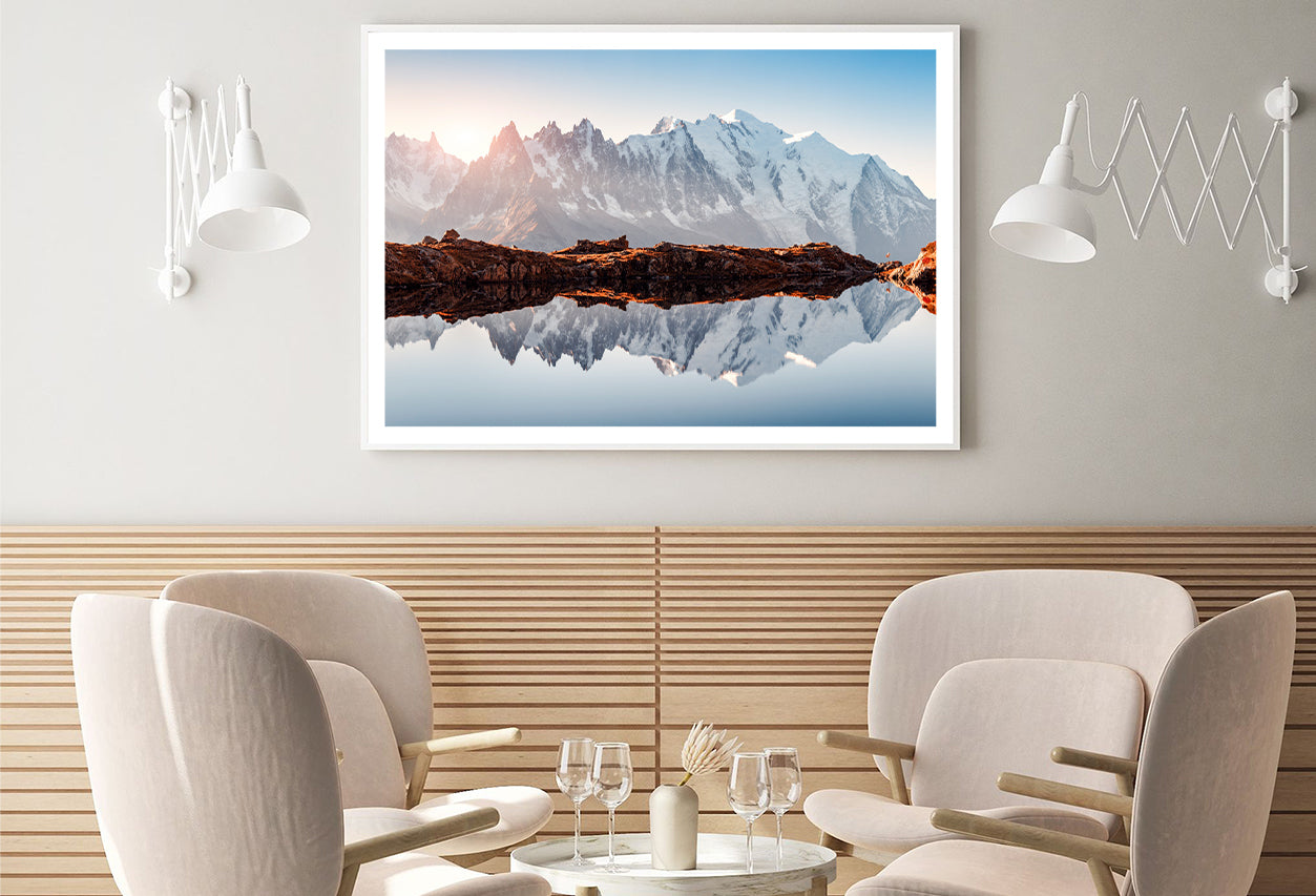 A Snow-Covered Mountain Surrounded By a Glacial Lake Home Decor Premium Quality Poster Print Choose Your Sizes