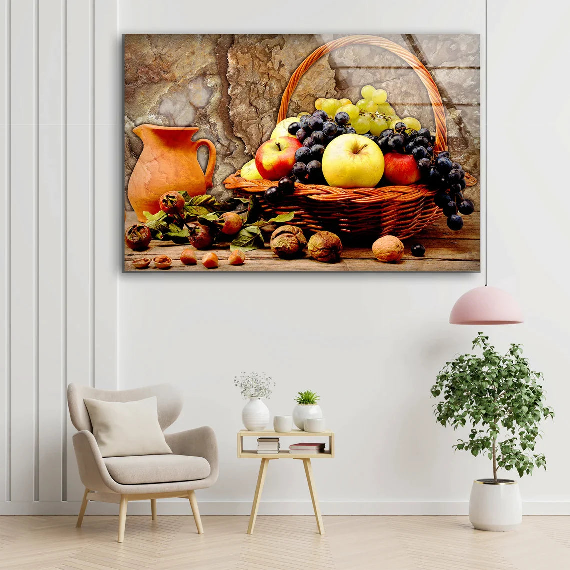 Fruit Basket on Table UV Direct Aluminum Print Australian Made Quality