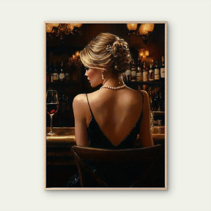 Stylish Woman at Bar with Wine Glass Fashion Home Decor Premium Quality Poster Print Choose Your Sizes