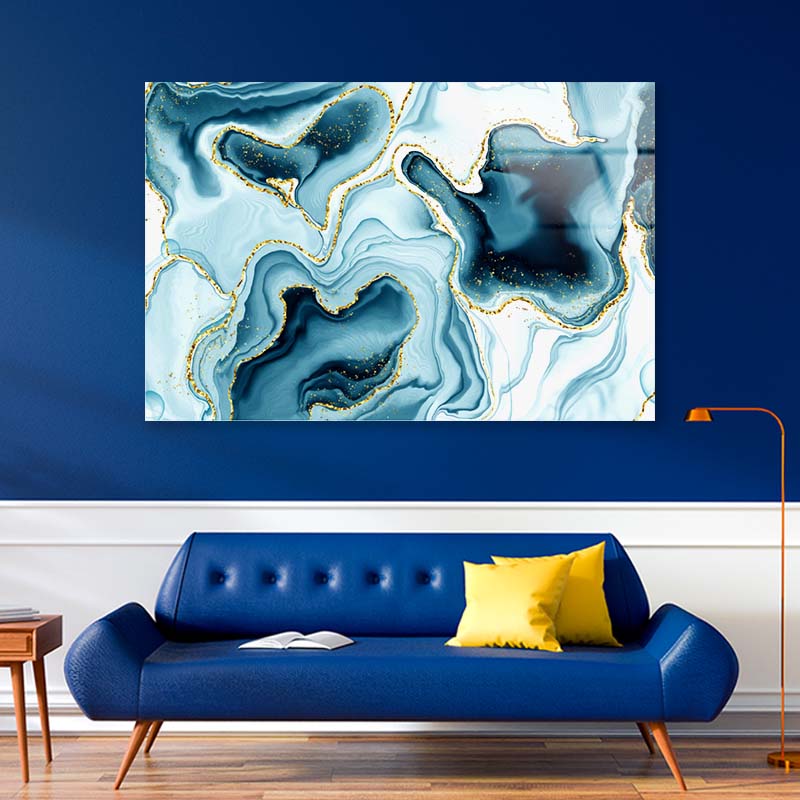 Marble Watercolor with White Acrylic Glass Print Tempered Glass Wall Art 100% Made in Australia Ready to Hang