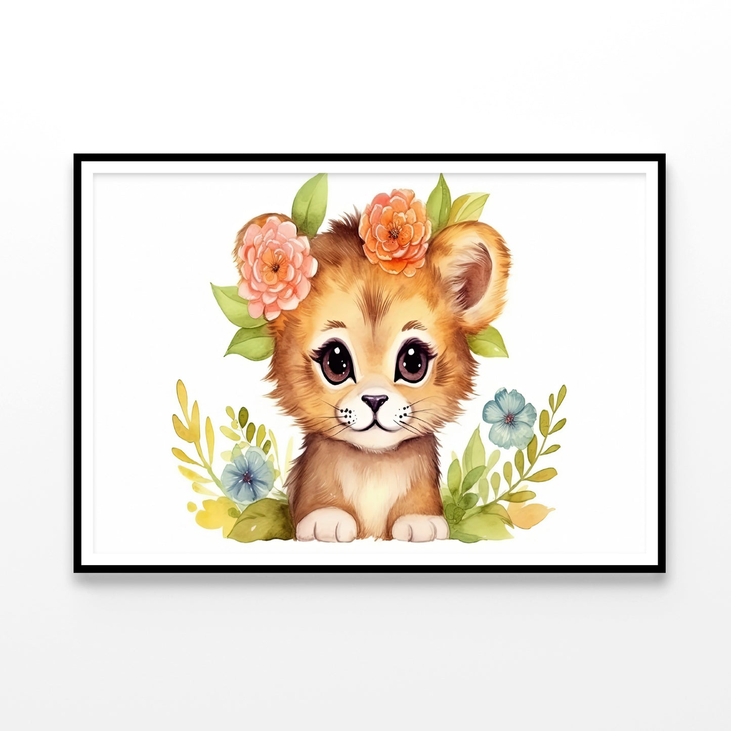 Cartoon Sketch of a Dog with Flowers Home Decor Premium Quality Poster Print Choose Your Sizes