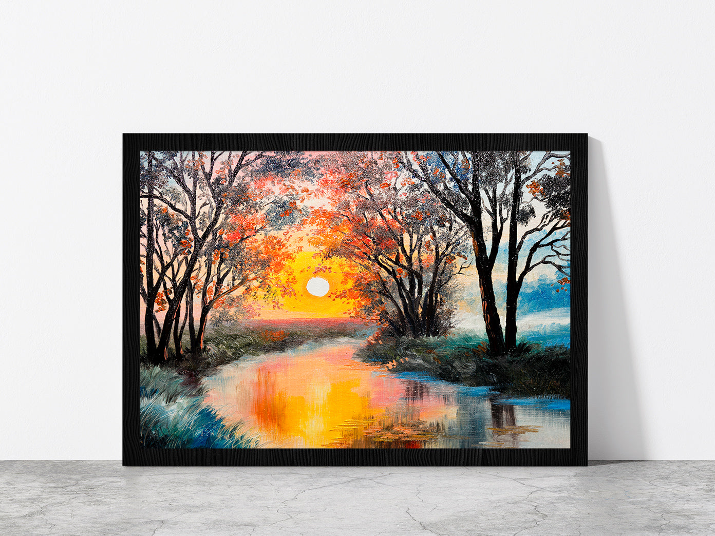 Glass Framed Wall Art, Ready to Hang Quality Print Without White Border Black