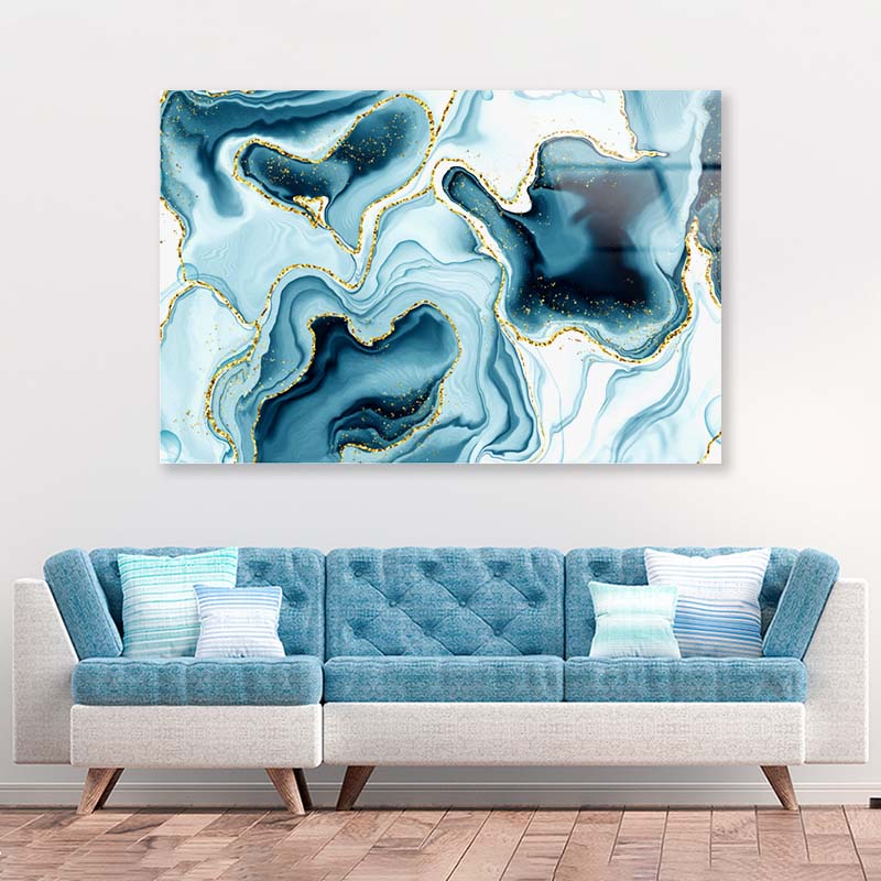 Marble Watercolor with White Acrylic Glass Print Tempered Glass Wall Art 100% Made in Australia Ready to Hang