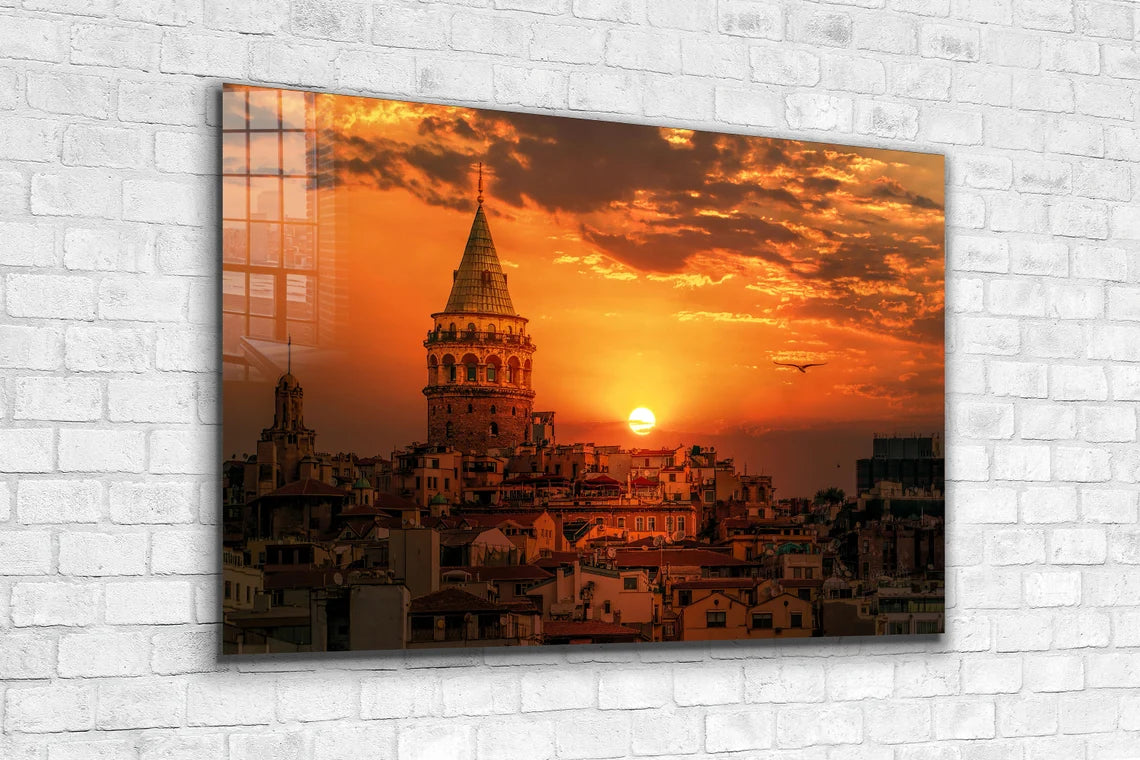 Galata Towe Sunset Sky UV Direct Aluminum Print Australian Made Quality