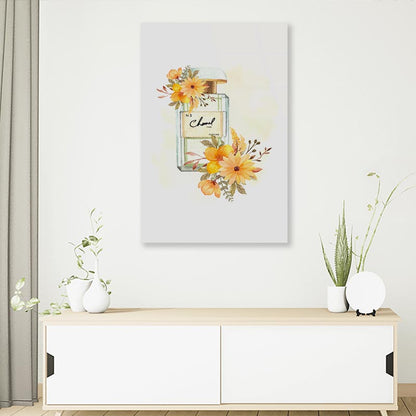 Perfume With Yellow Flowers 3D Design Acrylic Glass Print Tempered Glass Wall Art 100% Made in Australia Ready to Hang