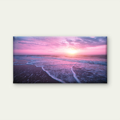 Malibu Beach Purple Sunset USA Wall Art Canvas Office Home Room Framed 120x60cm