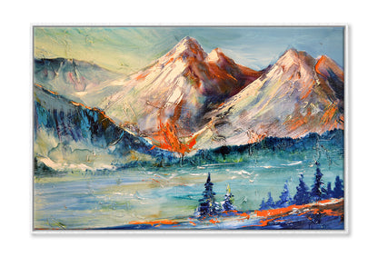 Mountain Pass With Forest Landscape Oil Painting Limited Edition High Quality Print Canvas Box Framed White