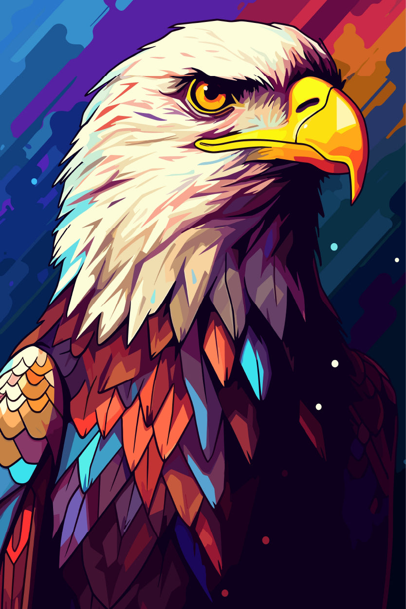 Majestic Rainbow Bald Eagle Animal 60x90cm Metal Print Ready to Hang
