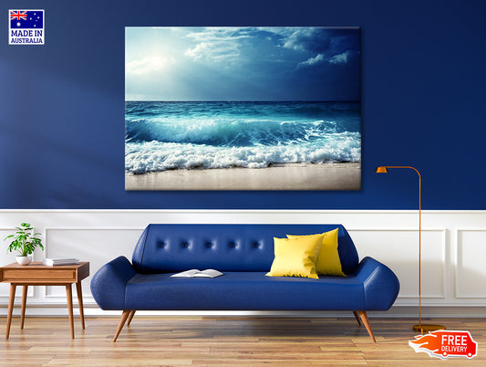 View of Waves at Seychelles Beach 90x60cm Print 100% Australian Made