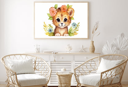 Cartoon Sketch of a Dog with Flowers Home Decor Premium Quality Poster Print Choose Your Sizes