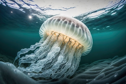 White Jellyfish Floating In the Water Home Decor Premium Quality Poster Print Choose Your Sizes