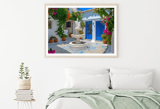 Fountain in a Courtyard, Flowers, Houseplant Home Decor Premium Quality Poster Print Choose Your Sizes