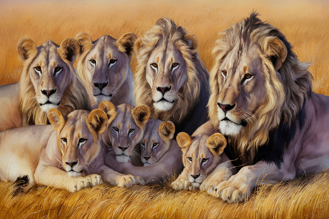 A Pride of Lions Resting Together In the Grasslands Home Decor Premium Quality Poster Print Choose Your Sizes