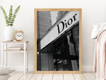 B&W Fashion Store Front Photograph Glass Framed Wall Art, Ready to Hang Quality Print Without White Border Oak