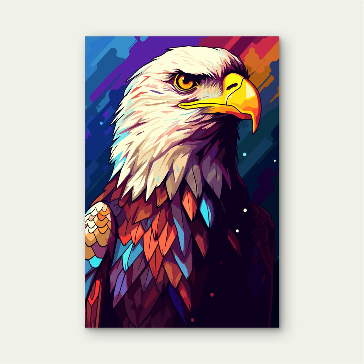 Majestic Rainbow Bald Eagle Animal 60x90cm Metal Print Ready to Hang
