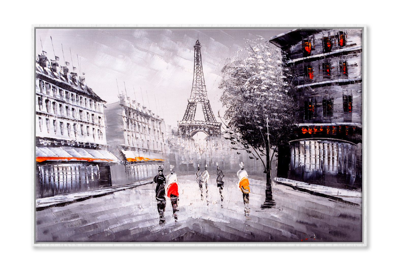 Street View Of Paris Oil Painting Limited Edition High Quality Print Canvas Box Framed White