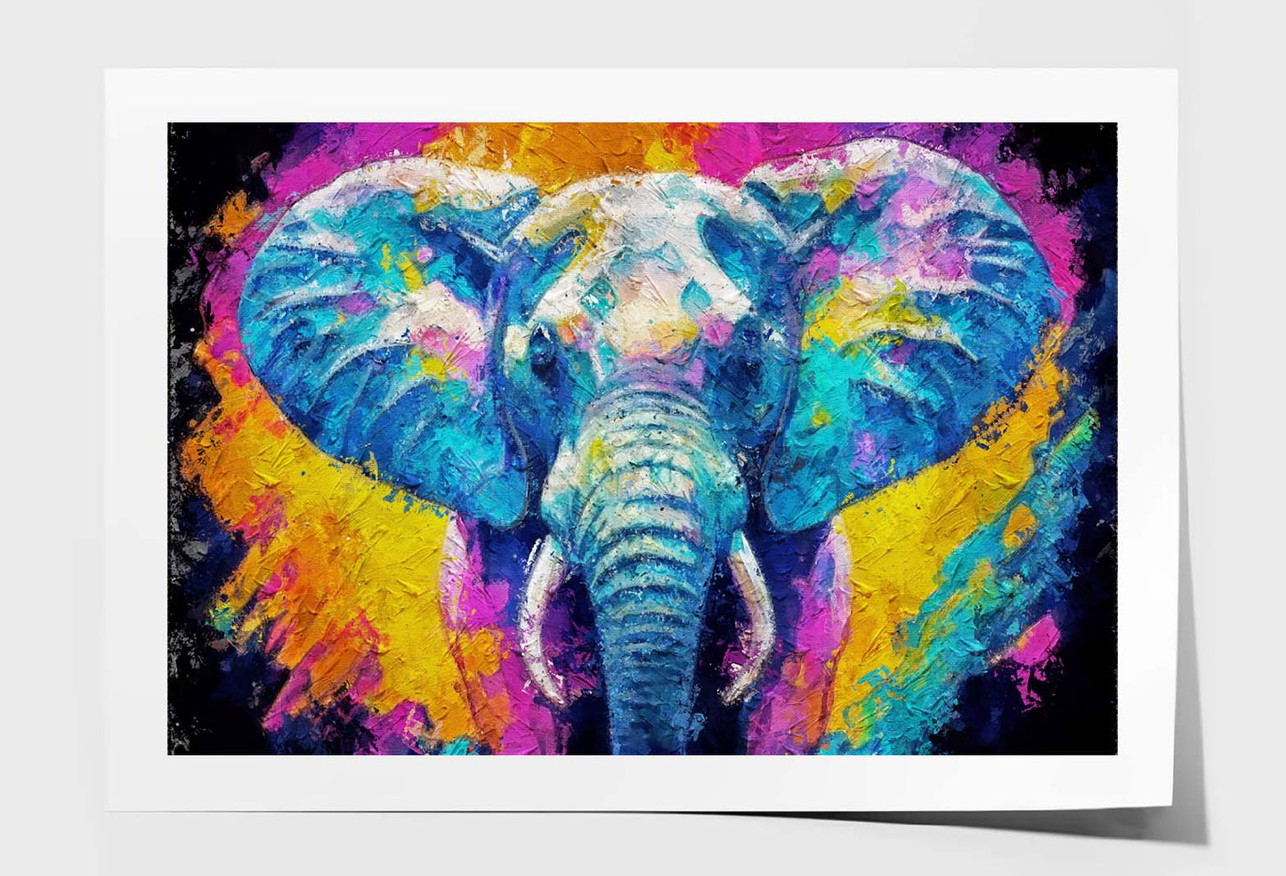 Painting Of Elephant Happy, Animal Wall Art Limited Edition High Quality Print