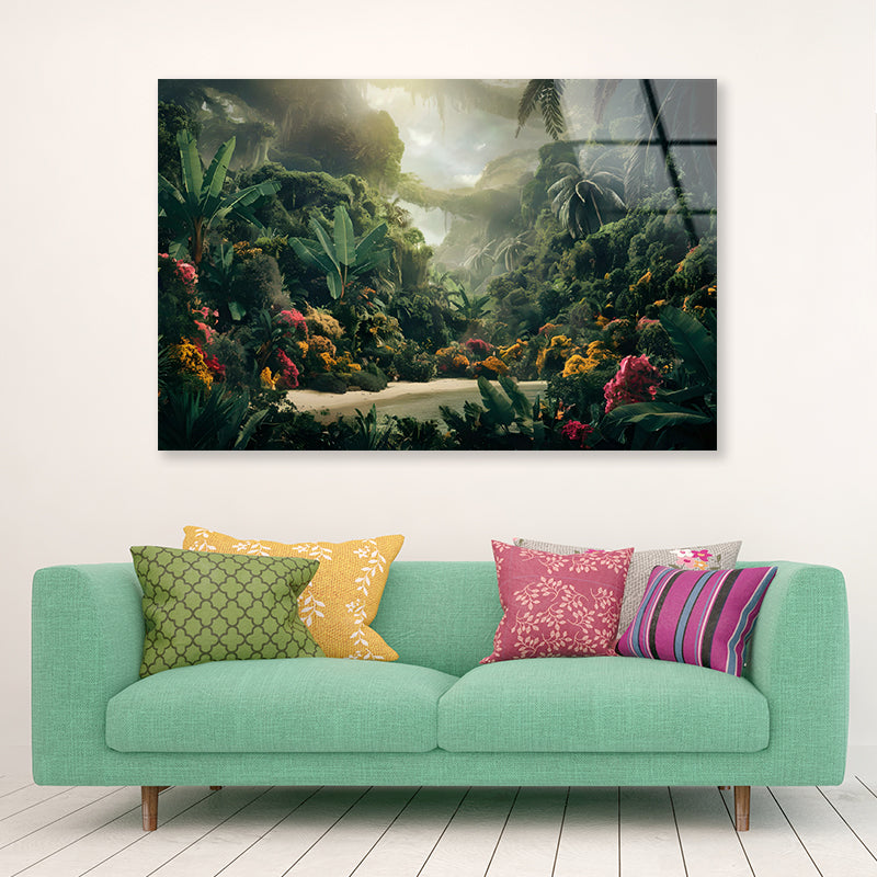 Tropical Forest with a River Acrylic Glass Print Tempered Glass Wall Art 100% Made in Australia Ready to Hang