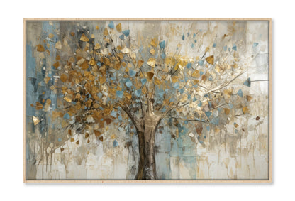 Gold Leaves Abstract Tree Oil Painting Wall Art Limited Edition High Quality Print Canvas Box Framed Natural