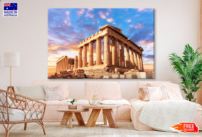 Parthenon Temple On a Sunset Wall Art Decor 100% Australian Made