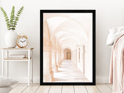 Courtyard of the Seminary Photograph Glass Framed Wall Art, Ready to Hang Quality Print Without White Border Black