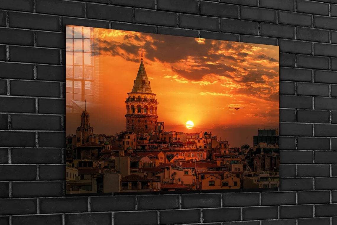 Galata Towe Sunset Sky UV Direct Aluminum Print Australian Made Quality