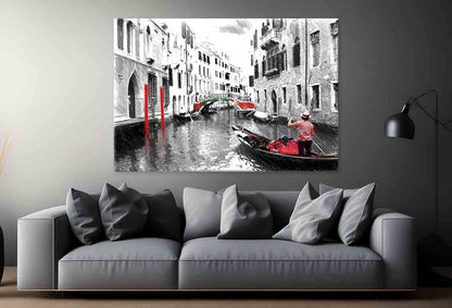 Gondolas on Venice, Sketch Style Wall Art Decor 100% Australian Made