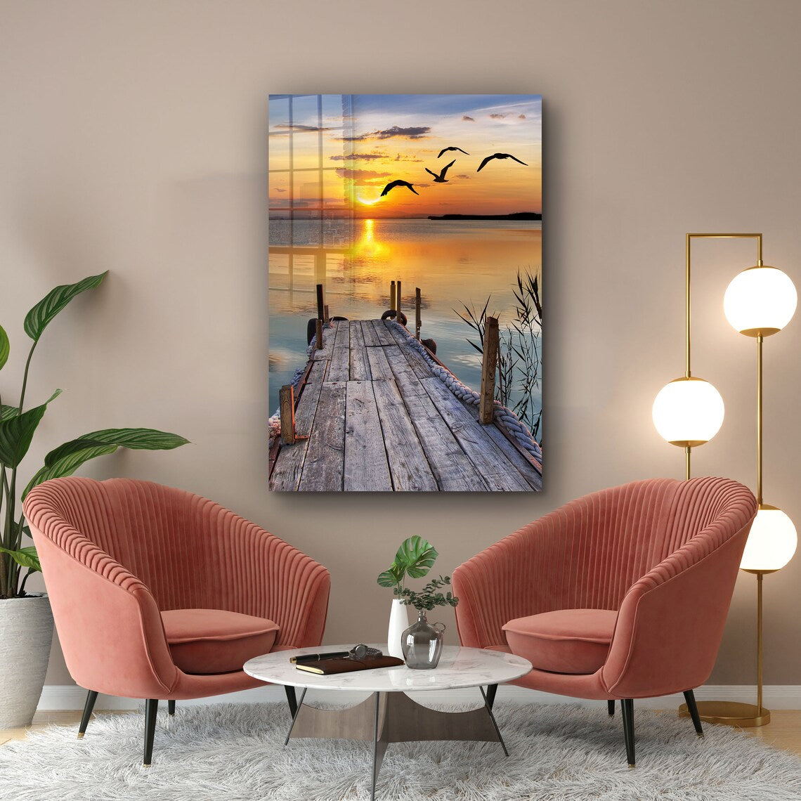 Sunset Dock & Lake View UV Direct Aluminum Print Australian Made Quality