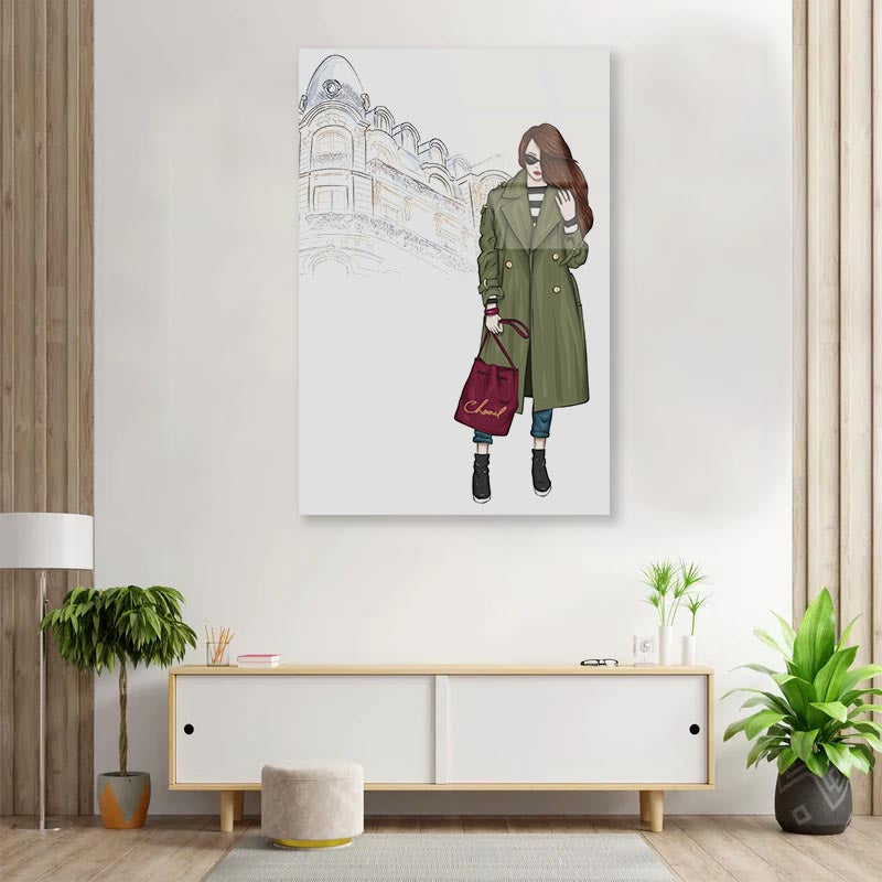 Girl with Red Bag 3D Design Acrylic Glass Print Tempered Glass Wall Art 100% Made in Australia Ready to Hang