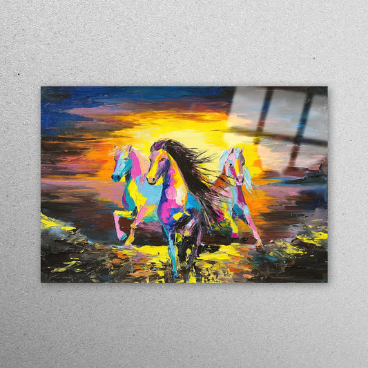 Running Horse Painting Acrylic Glass Print Tempered Glass Wall Art 100% Made in Australia Ready to Hang