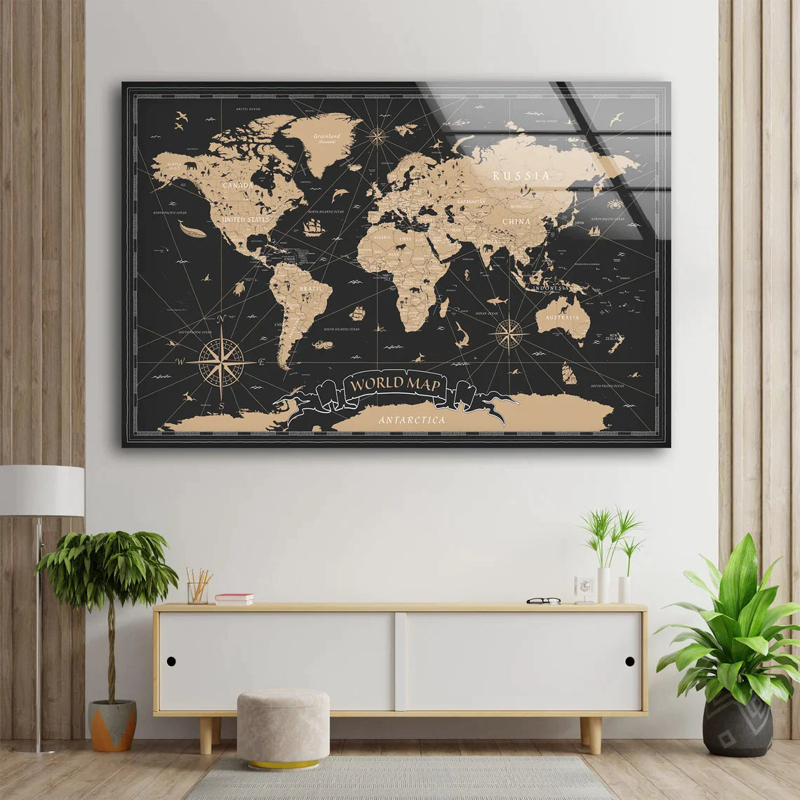 Vintage Map Vector UV Direct Aluminum Print Australian Made Quality