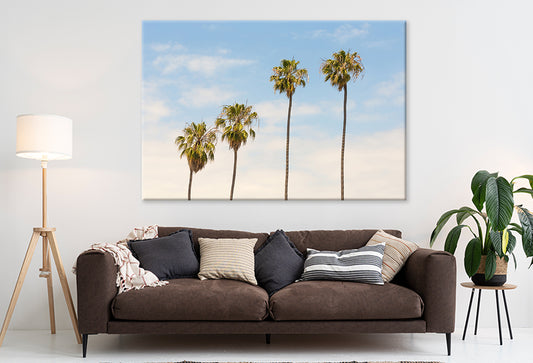 Palm Trees with Blue Sky Vintage Wall Art Decor 100% Australian Made