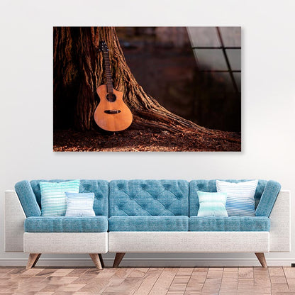 Wooden Acoustic Guitar Acrylic Glass Print Tempered Glass Wall Art 100% Made in Australia Ready to Hang