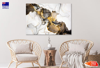 Black White & Gold Abstract Print 100% Australian Made