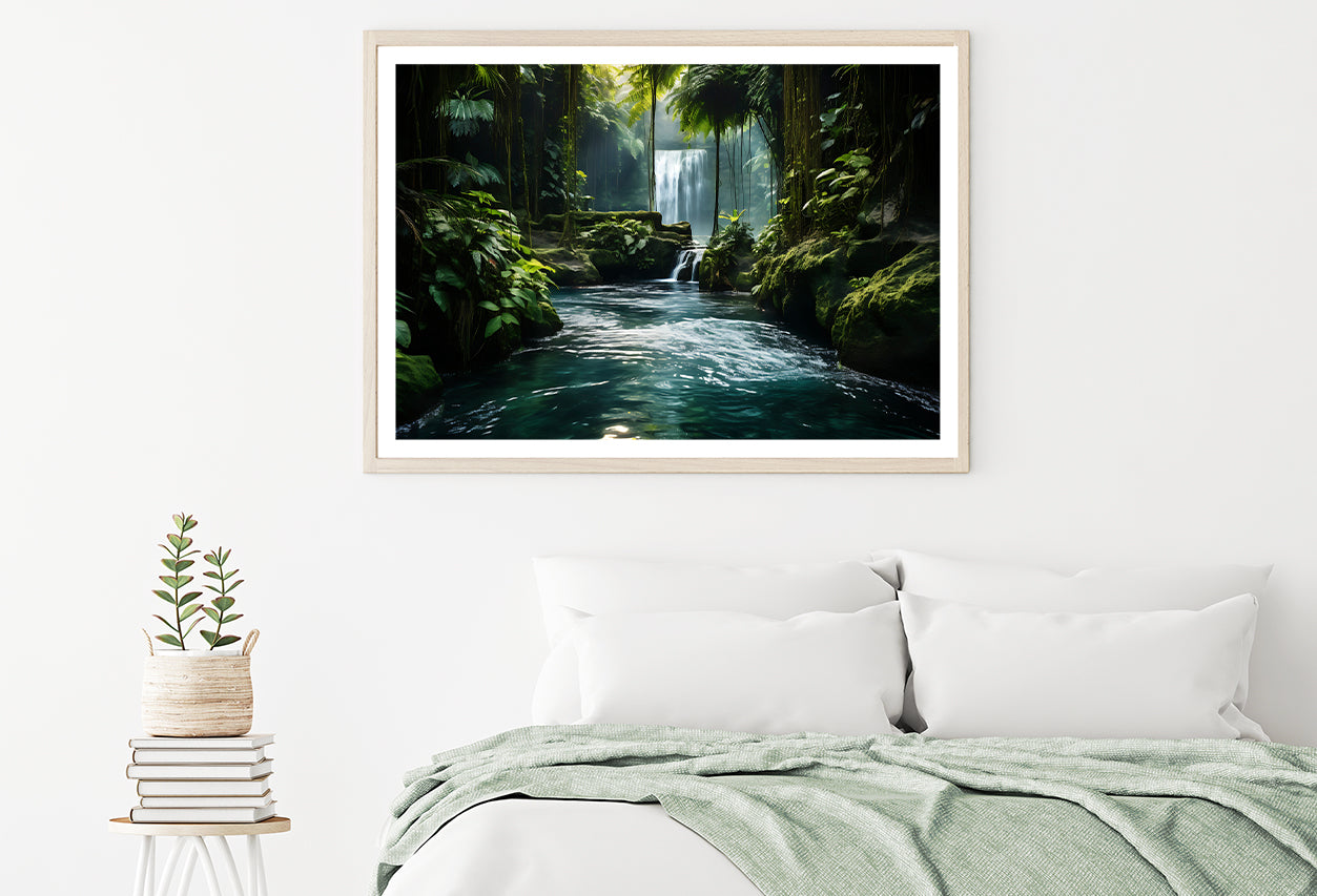 Waterfall in the Forest View Home Decor Premium Quality Poster Print Choose Your Sizes